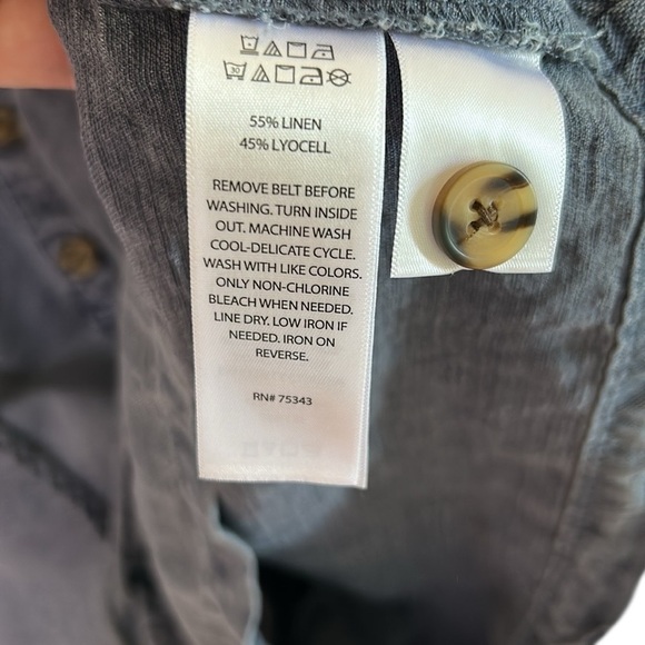 Nicole Miller linen lyocell romper ,XL, braided belt tie, button front,comfy - Picture 11 of 14